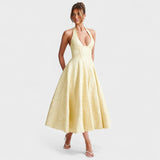 Halina - Midi obleka z korzetom in volani