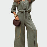 Ženski enobarvni dvodelni modni kostim