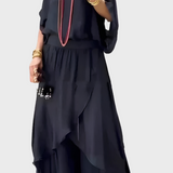 Šifonska dvodelna krila z raztrganimi širokimi hlačami