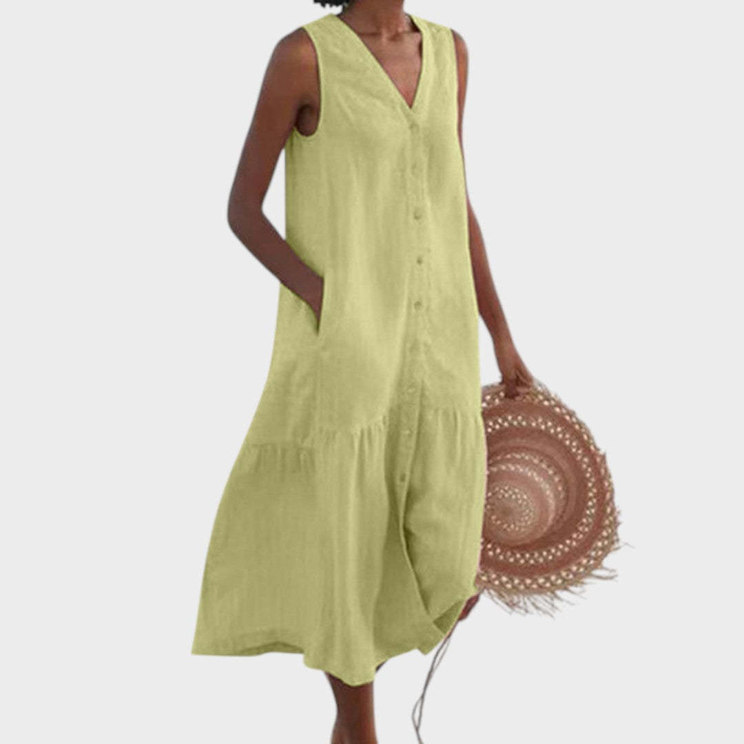 Vita - Elegantna in Udobna Obleka z V-Izrezom