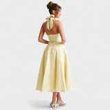 Halina - Midi obleka z korzetom in volani