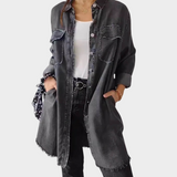 Jeans srajca z dolgimi rokavi in klasičnim ovratnikom