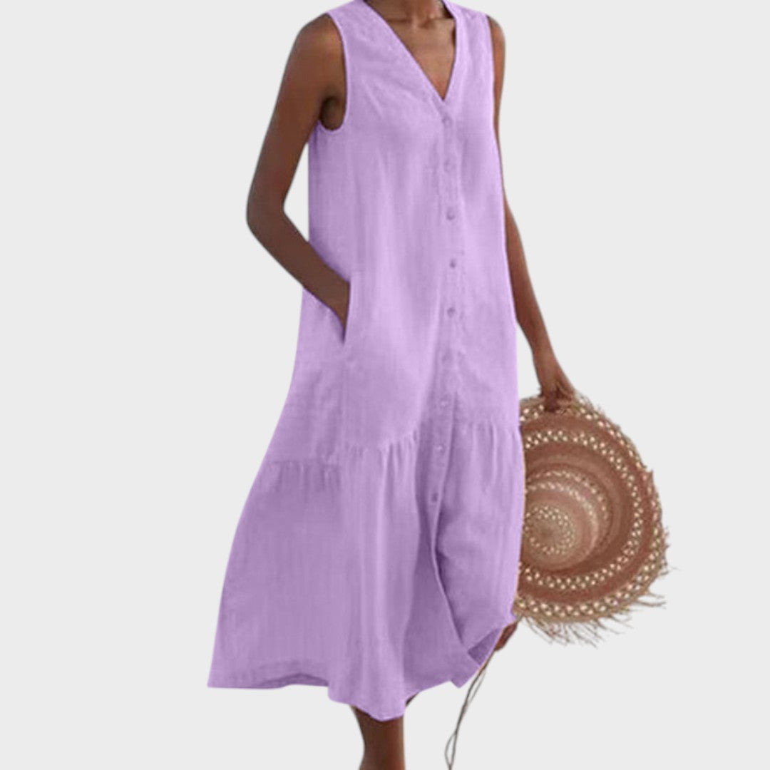 Vita - Elegantna in Udobna Obleka z V-Izrezom