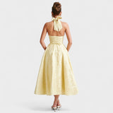 Halina - Midi obleka z korzetom in volani