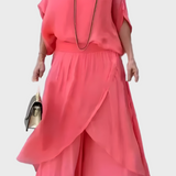 Šifonska dvodelna krila z raztrganimi širokimi hlačami