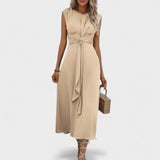 Andrea - Elegantna maksi obleka brez rokavov s krožnim izrezom