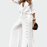 Ženski enobarvni dvodelni modni kostim