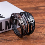 Yggdrasil - Pletena usnjena zapestnica