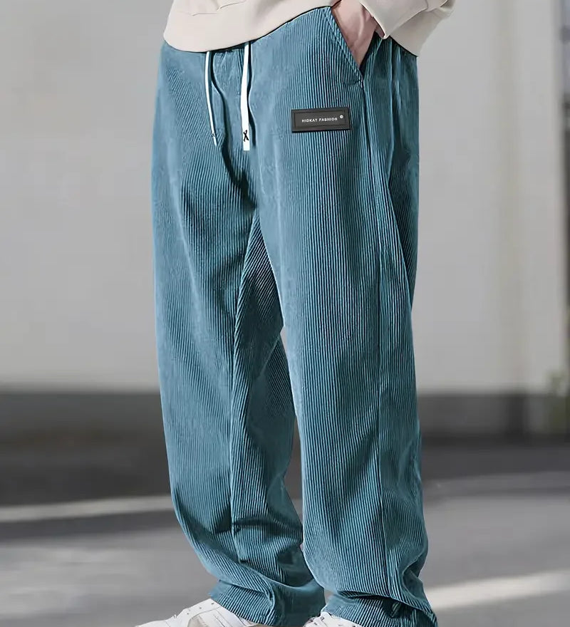 Moške hlače iz kordove tkanine – udoben kroj z elastičnim pasom