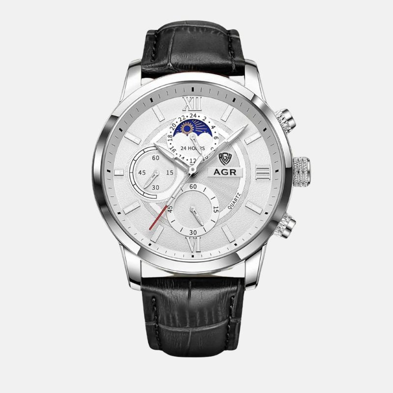 Luksuzna kvarčna ura z usnjenim paščkom