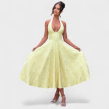 Halina - Midi obleka z korzetom in volani