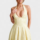 Julieta – Midi obleka s halter izrezom" could be rewritten as "Julieta – Midi obleka s halter vratnim izrezom.