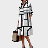 Dragana - Ženska obleka z geometrijskim vzorcem