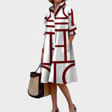 Dragana - Ženska obleka z geometrijskim vzorcem