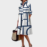 Dragana - Ženska obleka z geometrijskim vzorcem